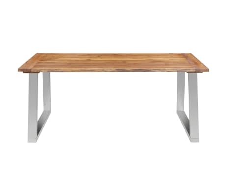 vidaXL Spisebord 180x90x75 cm heltre akasie og rustfritt stål