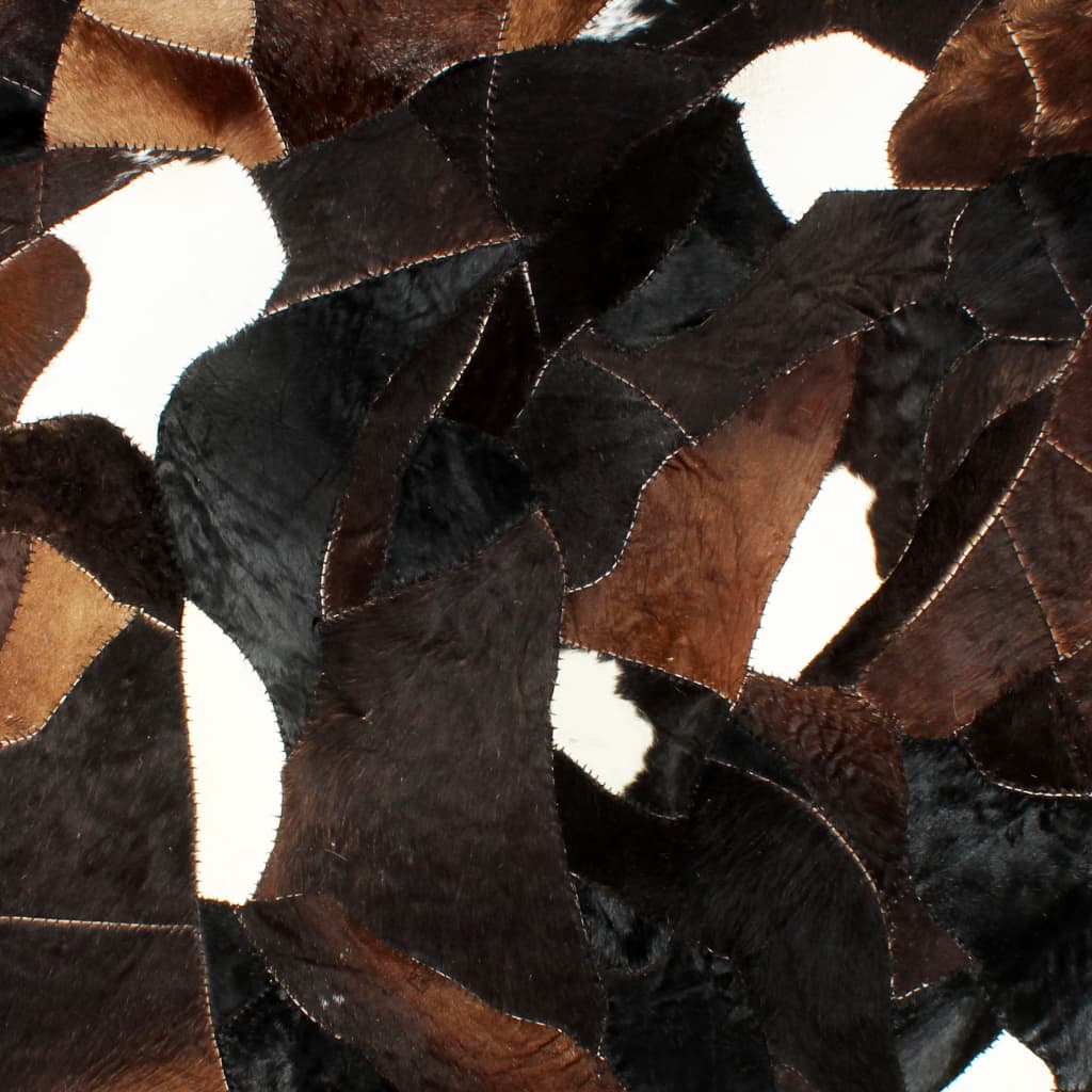vidaXL Vloerkleed patchwork 80x150 cm echt harig leer zwart/wit/bruin
