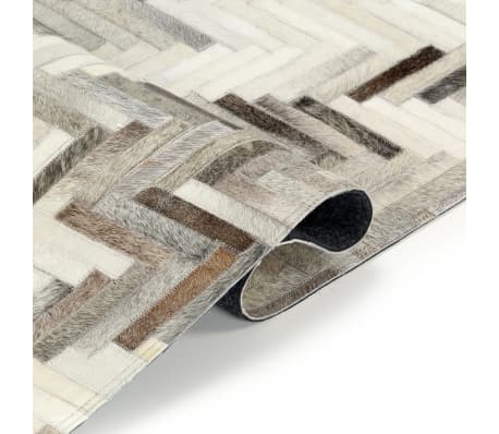 vidaXL vaip, ehtne karvane nahk, lapitehnikas, 160x230 cm hall/valge