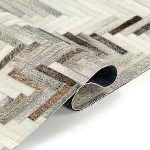 vidaXL vaip, ehtne karvane nahk, lapitehnikas, 160x230 cm hall/valge