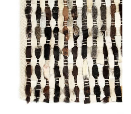 vidaXL Covor, piele cu păr natural, mozaic negru/alb, 80 x 150 cm