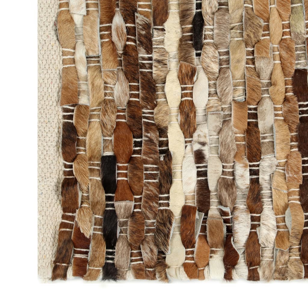 

vidaXL Vloerkleed 160x230 cm echt harig leer bruin/wit
