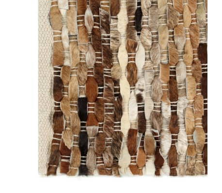 vidaXL gulvtæppe ægte læder med hår 160 x 230 cm brun/hvid