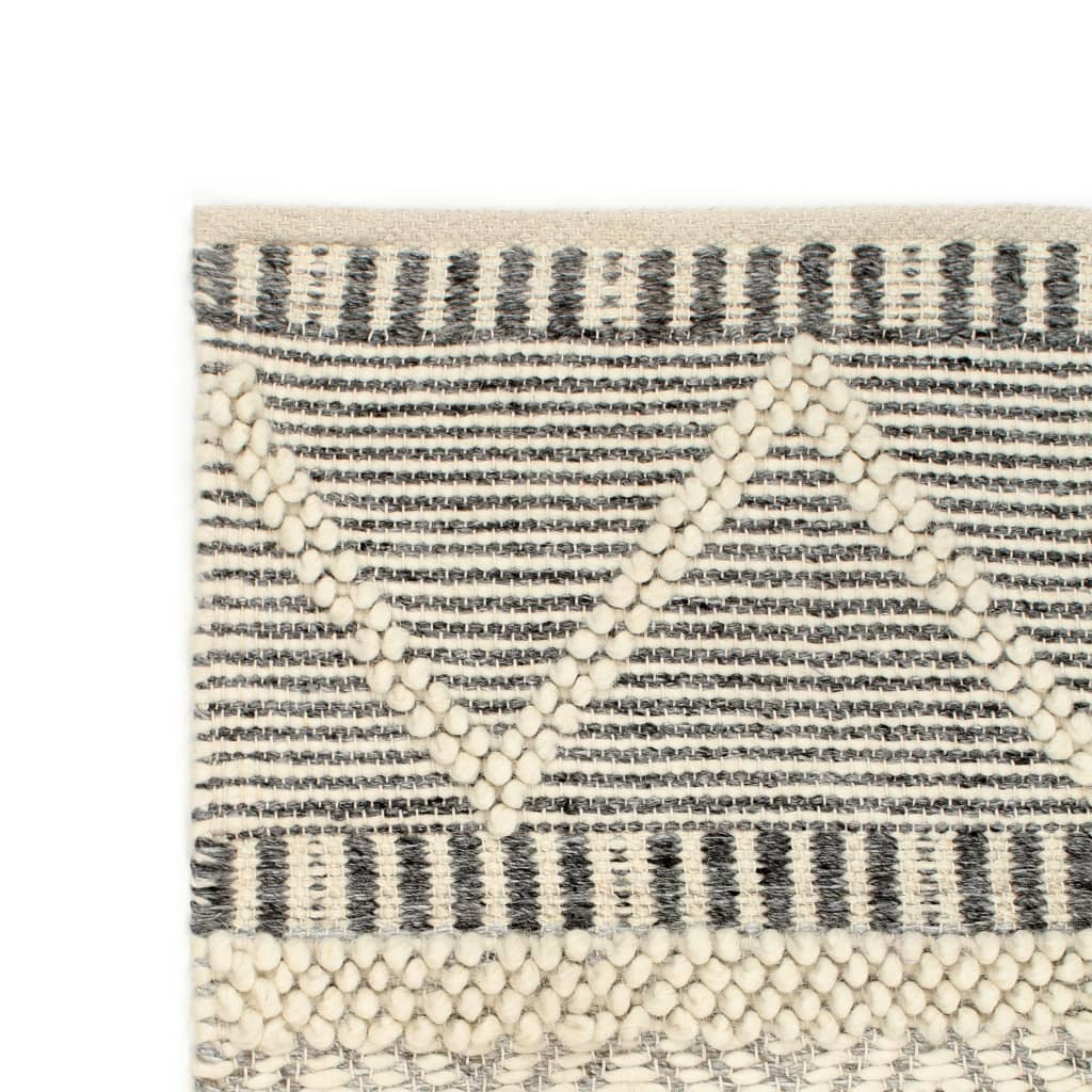 vidaXL Teppich Handgewebt Wolle 120×170 cm Weiß/Grau/Schwarz/Braun