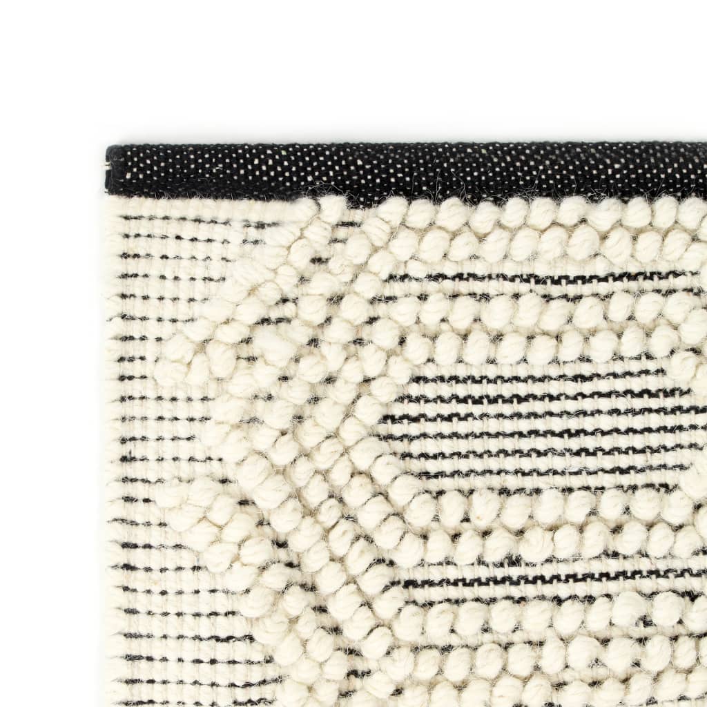 vidaXL Dywan ręcznie tkany, wełna, 160x230 cm, biały/czarny
