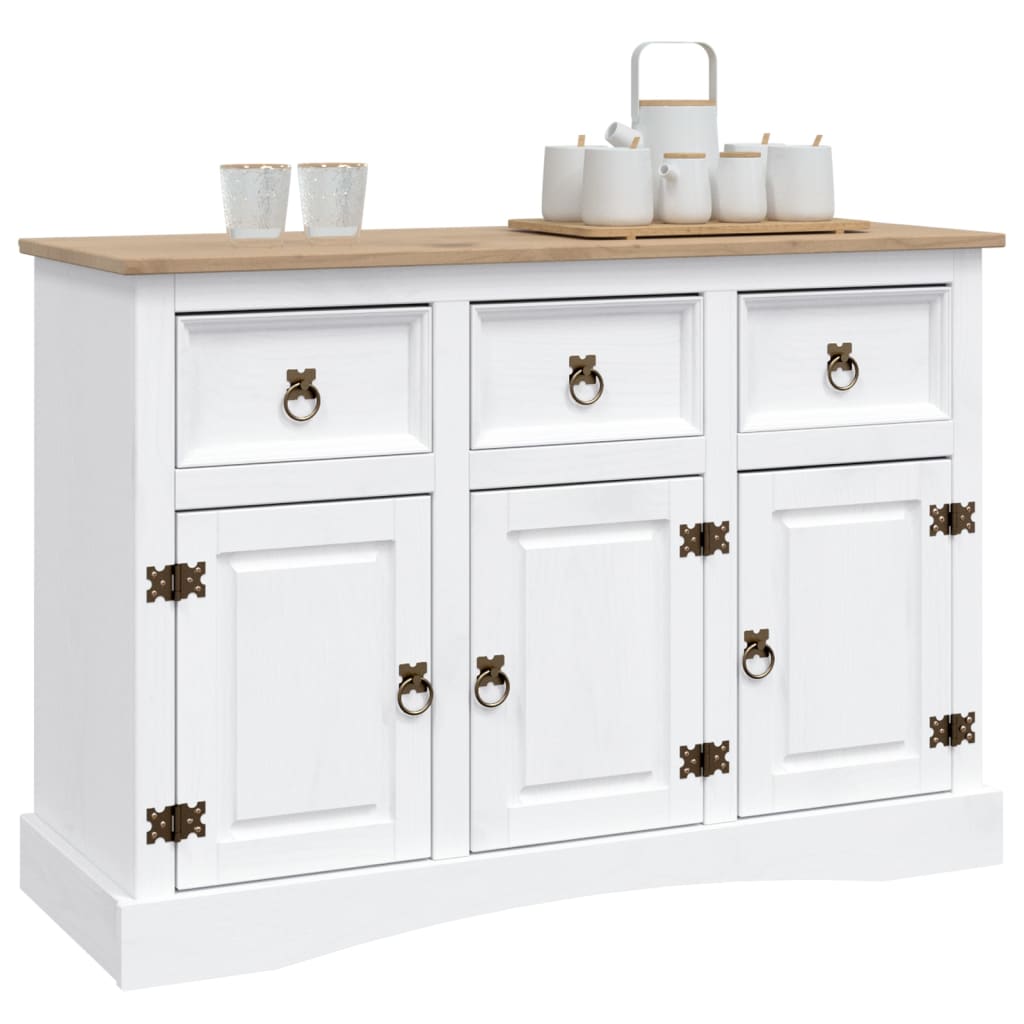 

vidaXL Dressoir 132x43x78 cm Mexicaans grenenhout Corona-stijl wit