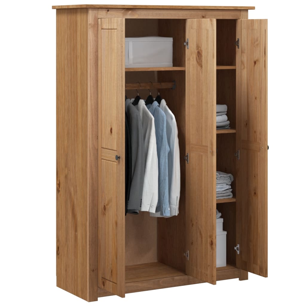 Pin Massif Garde-robe Gris Penderie vente Armoire Rangement Vêtements Maison vidaXL