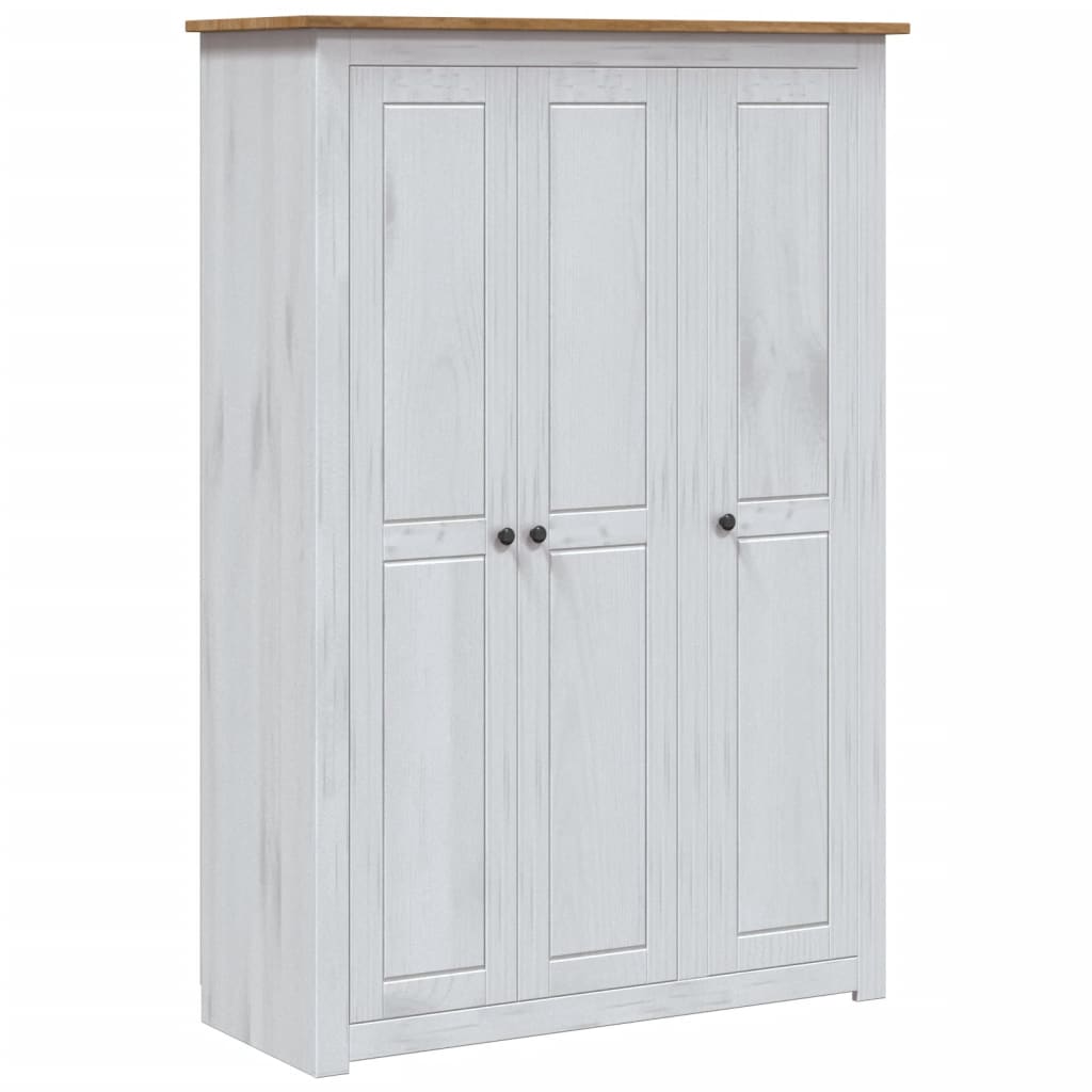 Image of vidaXL 3-Door Wardrobe White 118x50x171.5 cm Pine Panama Range