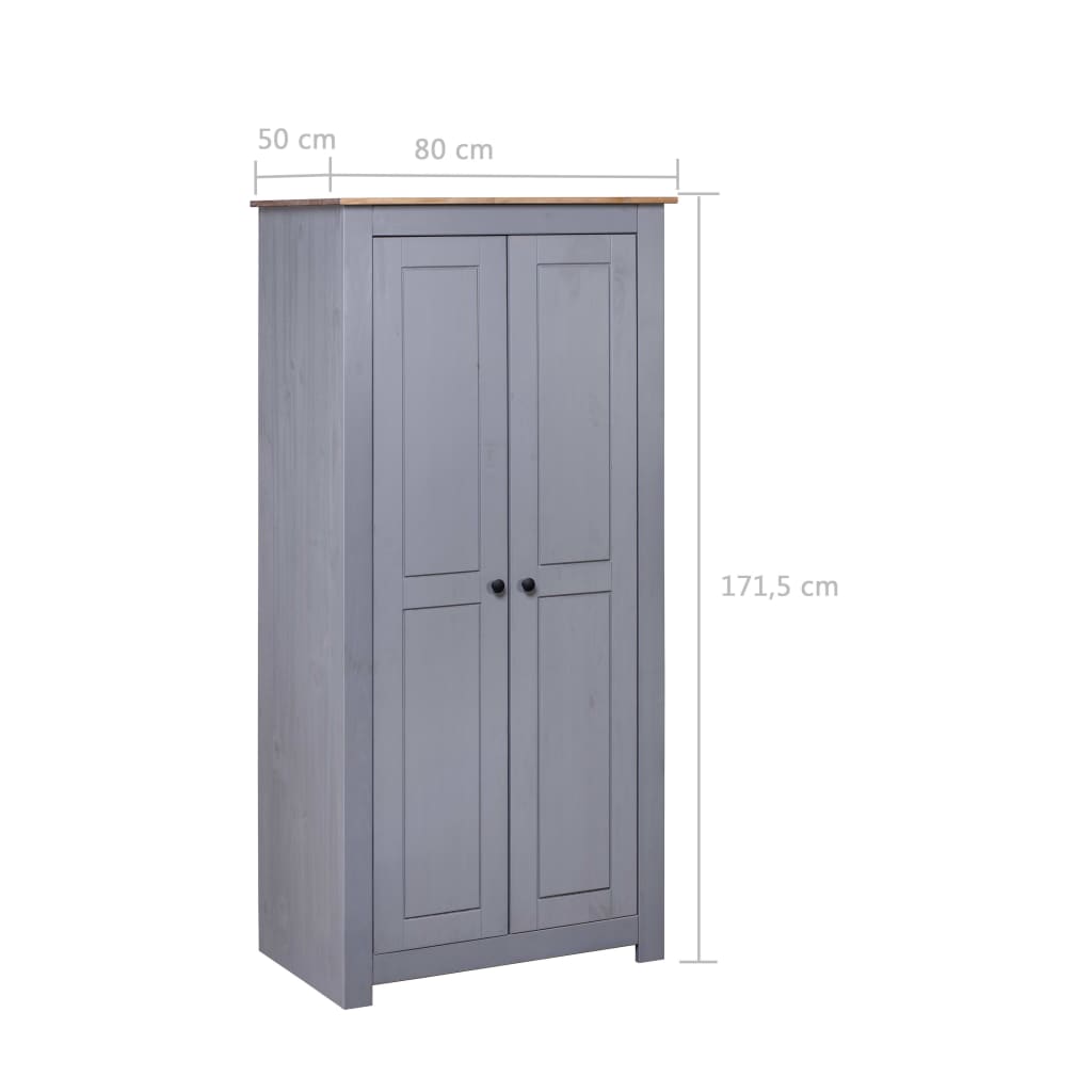 Pin Massif Garde-robe Gris Penderie vente Armoire Rangement Vêtements Maison vidaXL