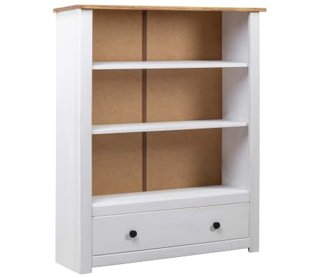 Vidaxl Solid Pine Wood White Bookcase Panama Range Bookshelf