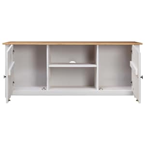 TV skříňka bílá 120 x 40 x 50 cm masivní borovice řada Panama - obrázek 3
