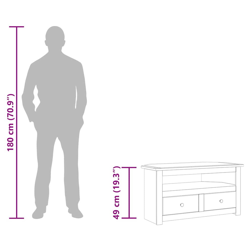 Kotna TV omarica bela 93x49x49 cm trdna borovina Panama Range - slika 11