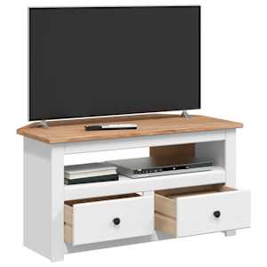 Rohová TV skříňka bílá 93x49x49 cm masivní borovice řada Panama - obrázek 4