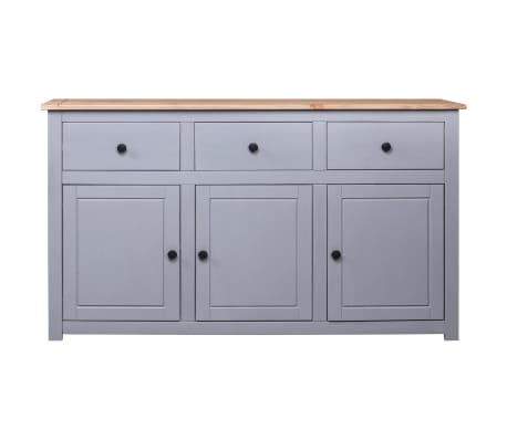 VidaXL Credenza In Legno Massello Di Paulownia Grigio Antico - 108x30x76 Cm Con 3 Cassetti E 2 Ripiani