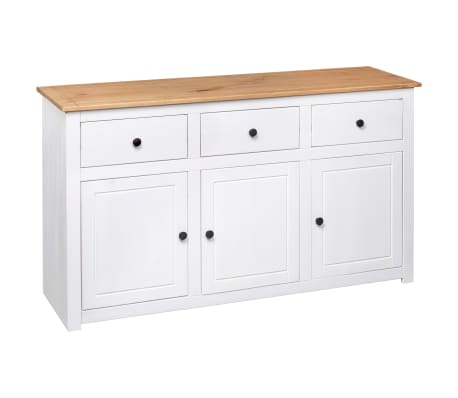 vidaXL Massivholz Panama-Kiefer Sideboard Weiß Beistellschrank Schrank