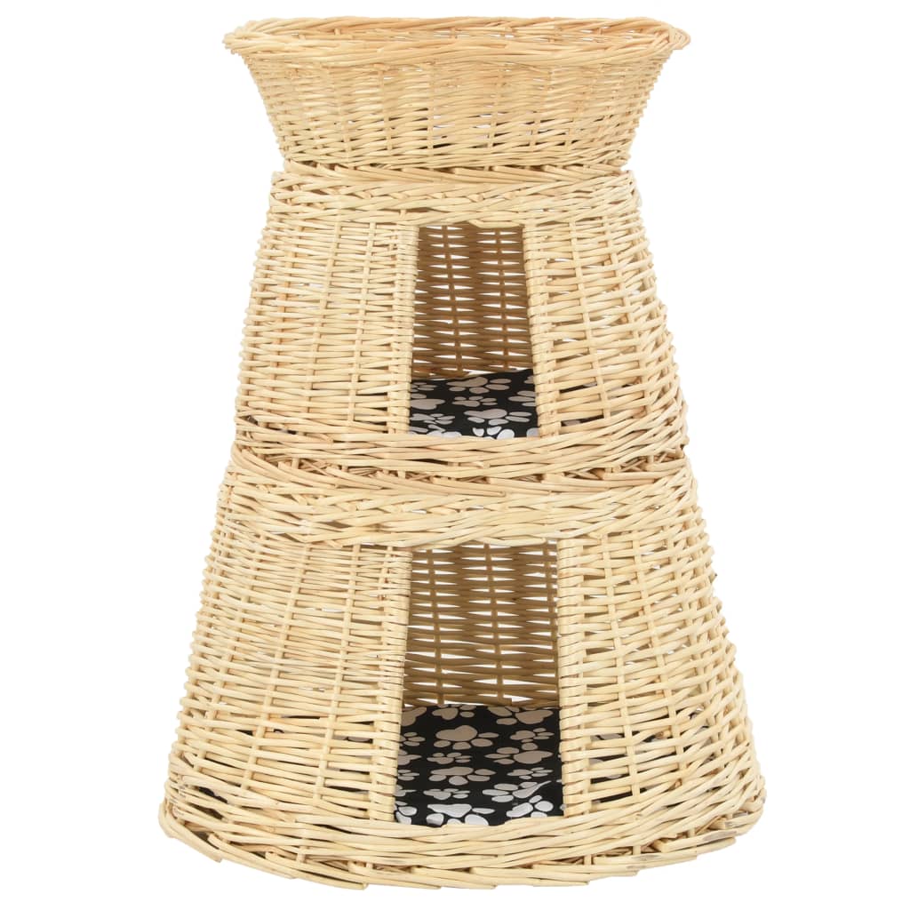 

vidaXL 3-delige Kattenmandset met kussens 47x34x60cm natuurlijk wilgen