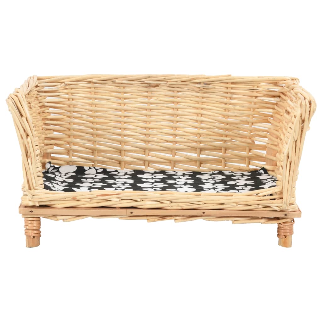 vidaXL természetes fűzfa kutyakosár párnával 50 x 33 x 30 cm