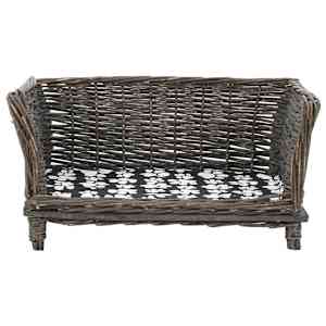 vidaXL Hondenmand met kussen 50x33x30 cm natuurlijk wilgen grijs