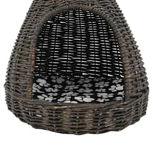 Domeček pro kočky s poduškou šedý 40 x 60 cm přírodní vrba týpí - obrázek 7
