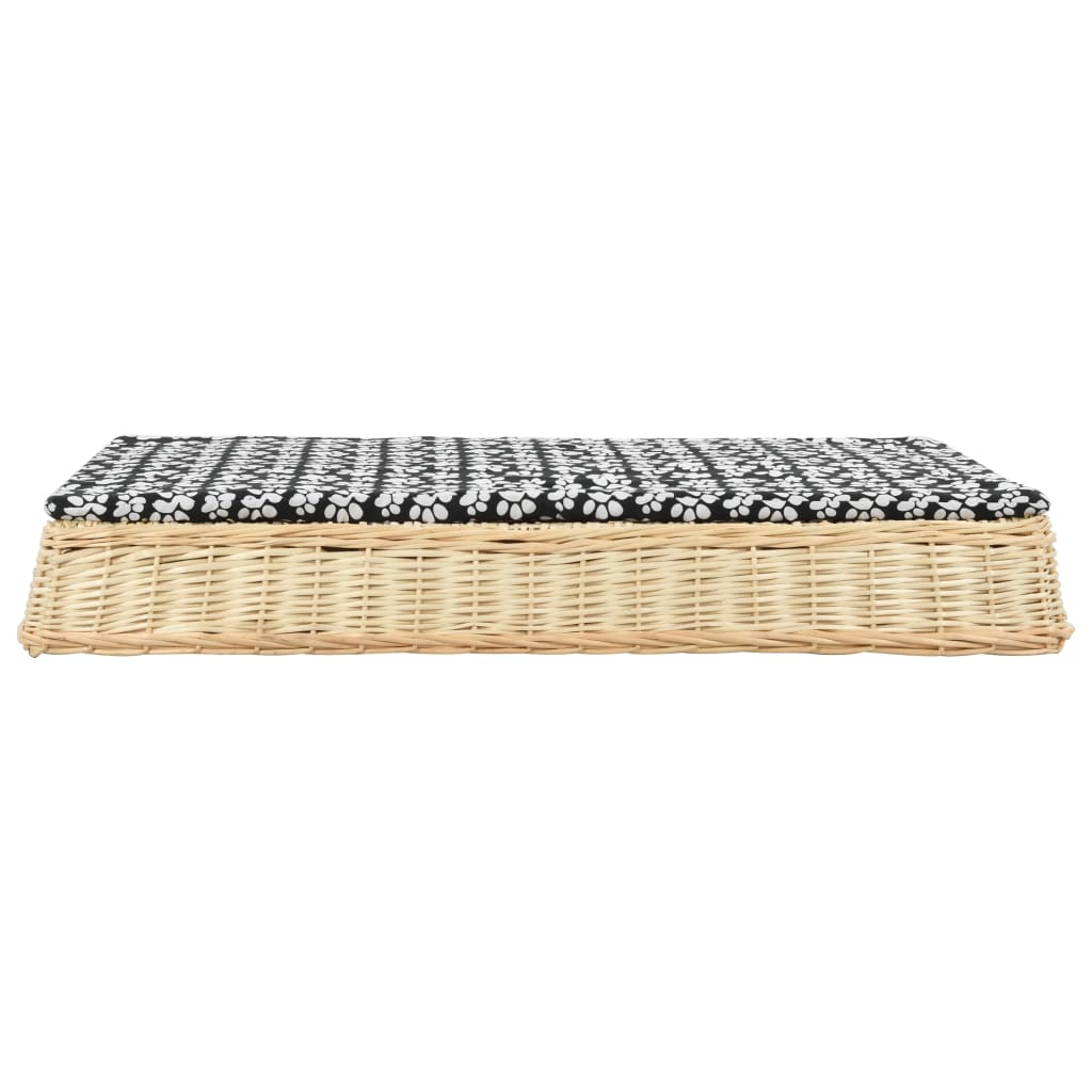 

vidaXL Hondenbed met kussen plat ontwerp 125x80x15 cm natuurlijk wilgen