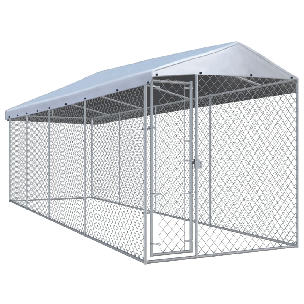 Image of vidaXL Outdoor Dog Kennel with Roof 760x190x225 cm