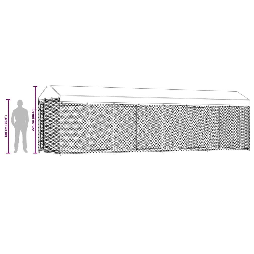 suņu voljērs ar jumtu, 760x190x225 cm
