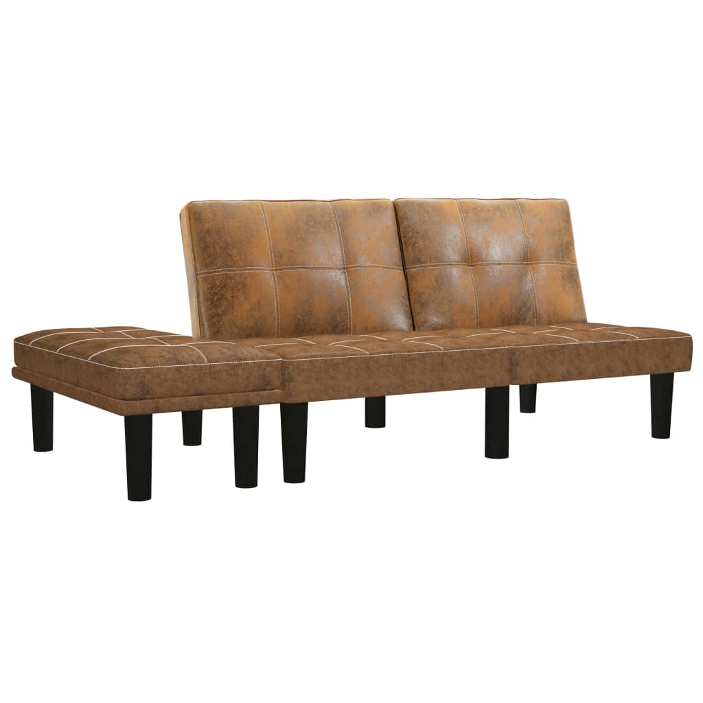 vidaXL 2-osobowa sofa, brązowa, sztuczna skóra zamszowa