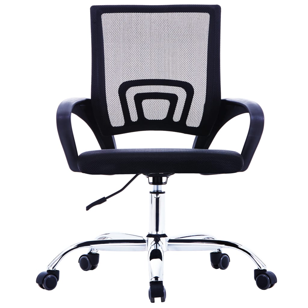 vidaXL biroja krēsls ar sieta atzveltni, melns audums