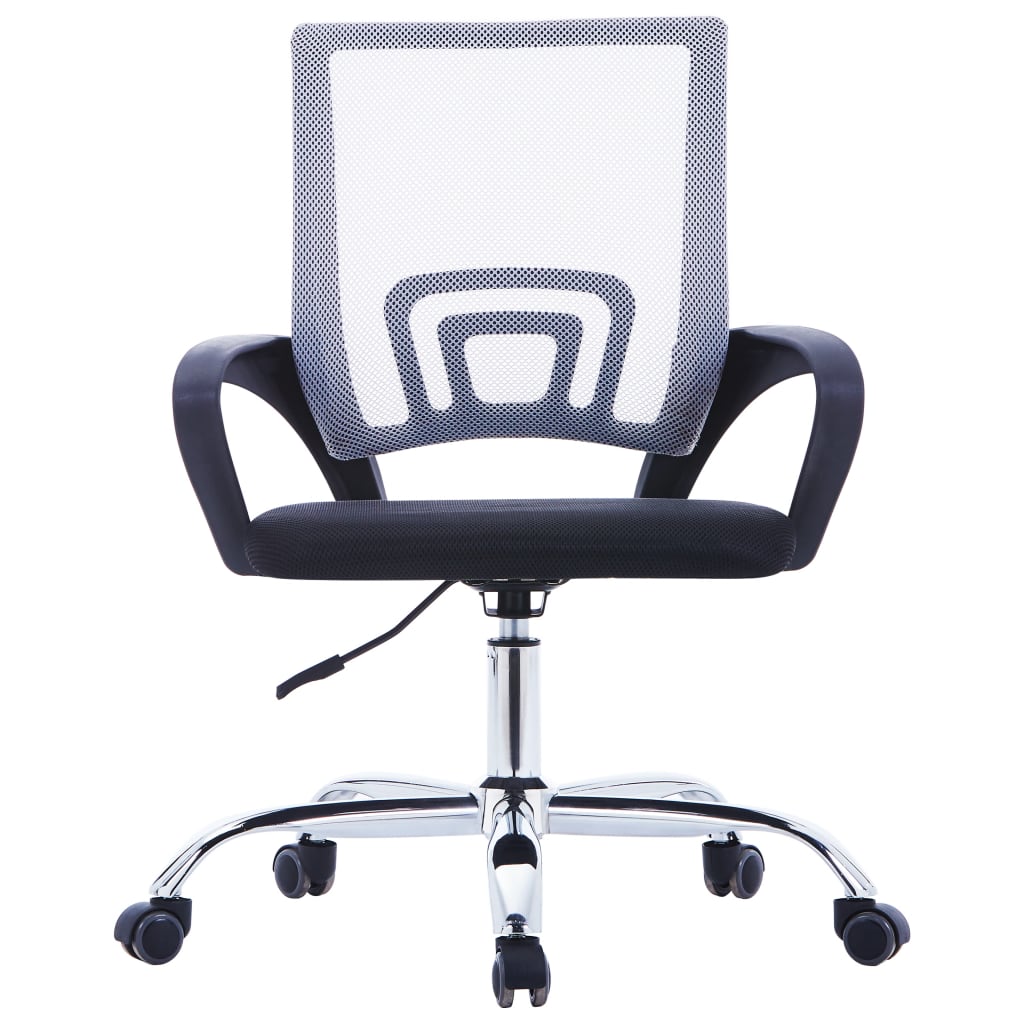 vidaXL Офис стол с мрежеста облегалка, сив, текстил
