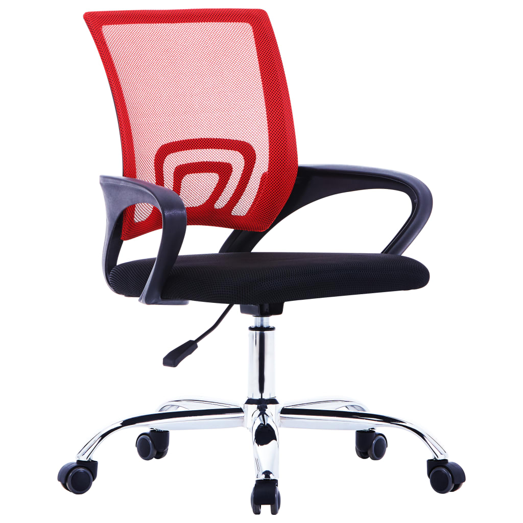 Biuro kėdė su tinkliniu atlošu, raudonos spalvos, audinys