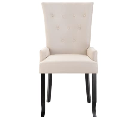 vidaXL Valgomojo kėdės su porankiais, 4vnt., kreminės sp., audinys