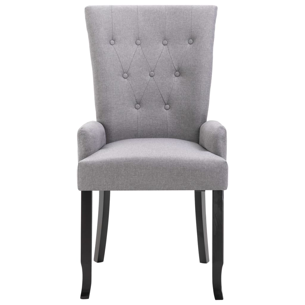 

vidaXL Eetkamerstoelen 2 st met armleuningen stof lichtgrijs