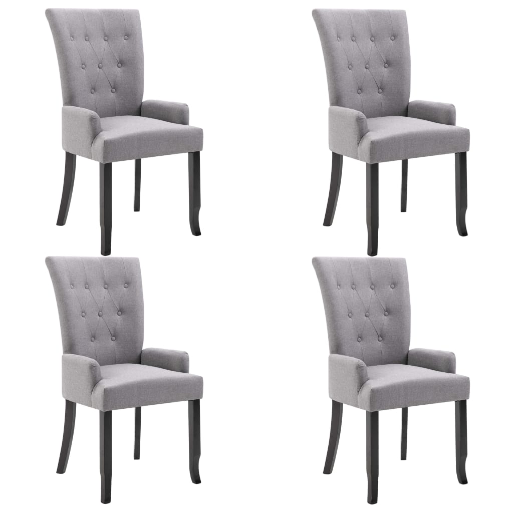 VidaXL Chaises à Manger Avec Accoudoirs Lot De 4 Gris Clair Tissu