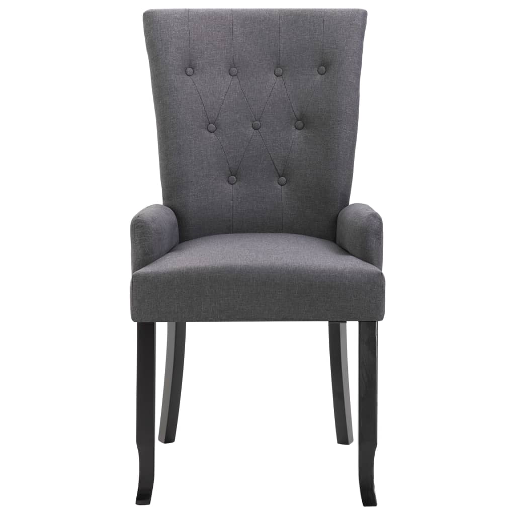  Chaise de salle à manger avec accoudoirs 4 pcs Gris foncé Tissu