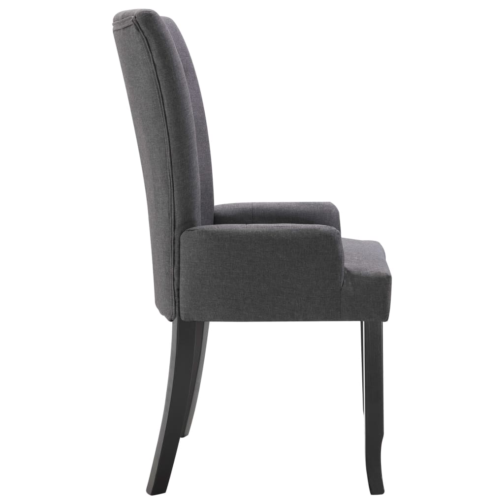  Chaise de salle à manger avec accoudoirs 4 pcs Gris foncé Tissu