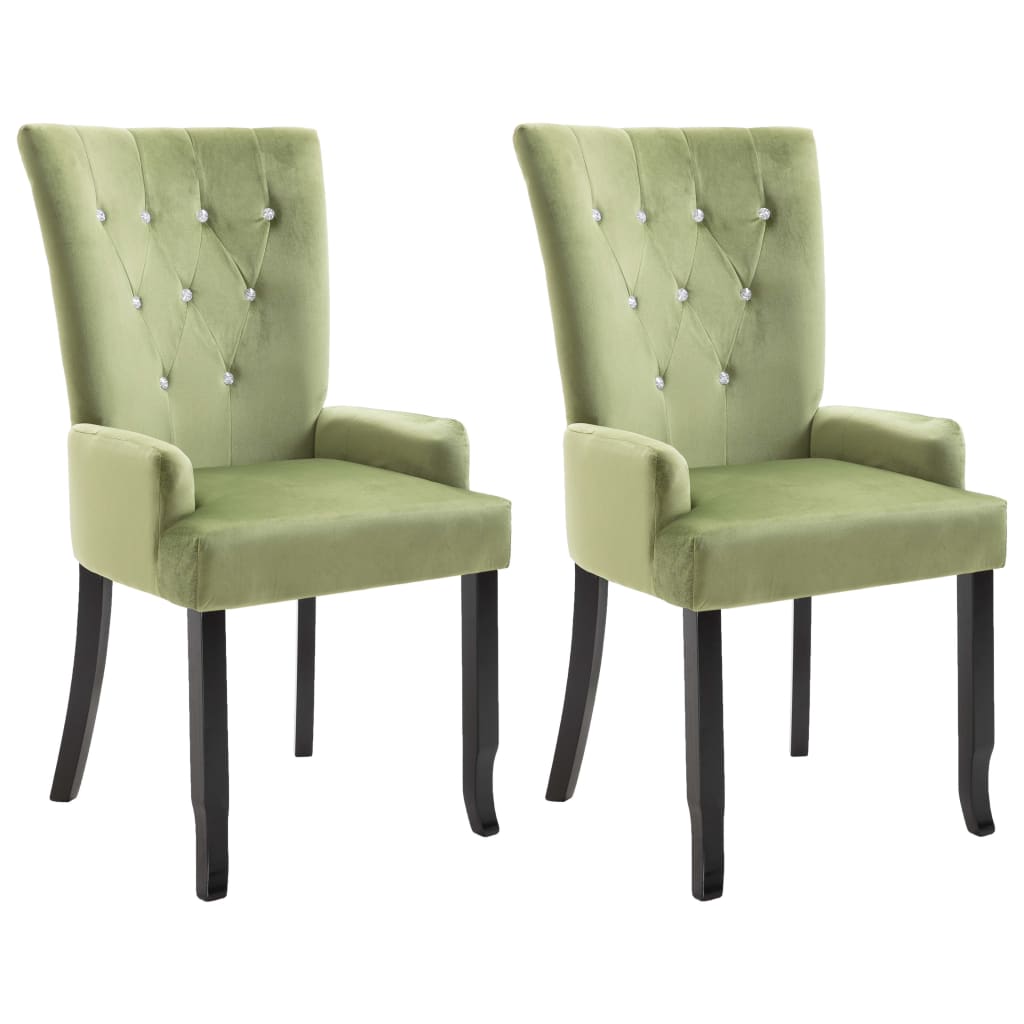 VidaXL Dining Chair With Armrests 2 Pcs Light Green Velvet