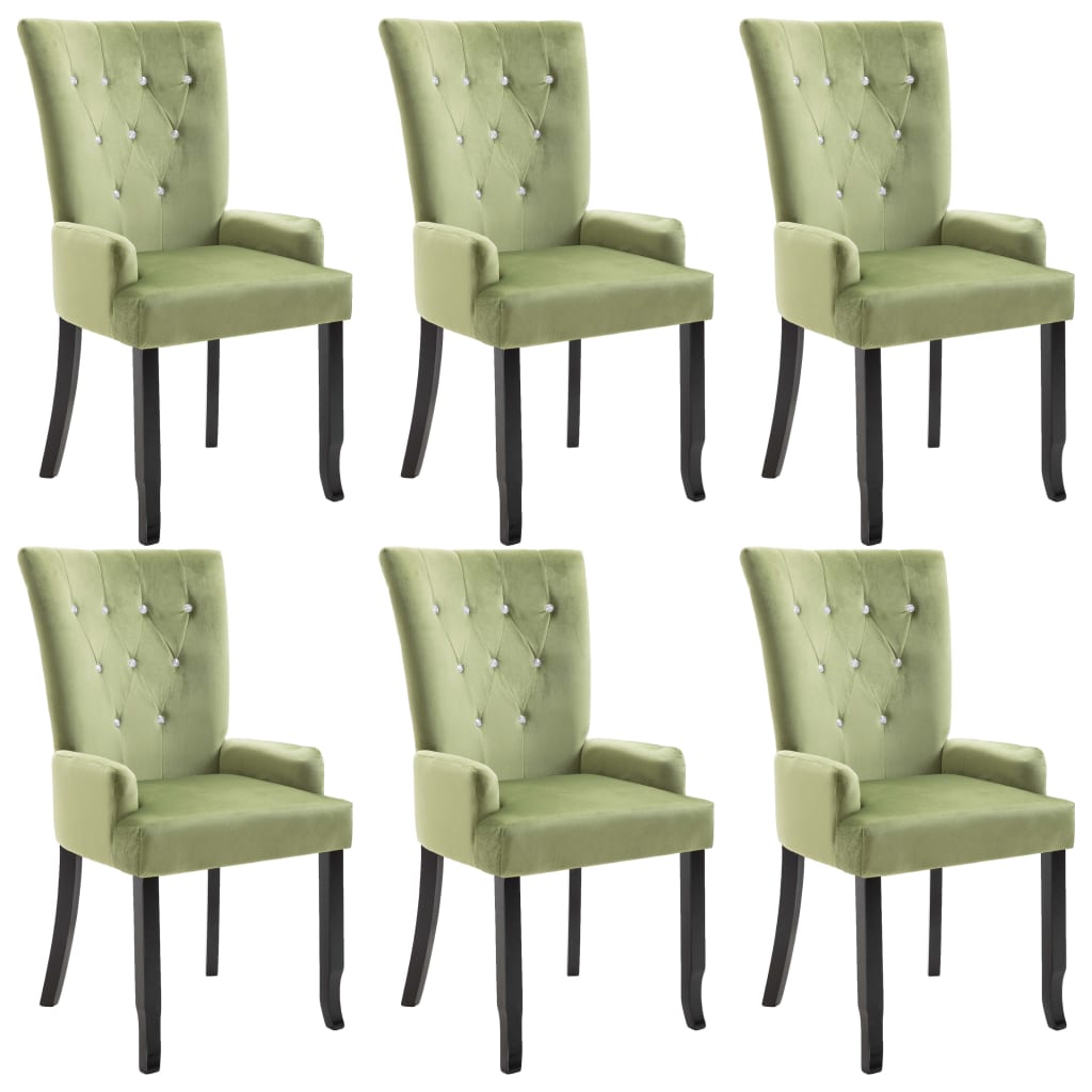 VidaXL Dining Chair With Armrests 6 Pcs Light Green Velvet