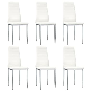 vidaXL Chaises de salle à manger 6 pcs Blanc Similicuir vidaXL Chaises de salle à manger 6 pcs Blanc Similicuir