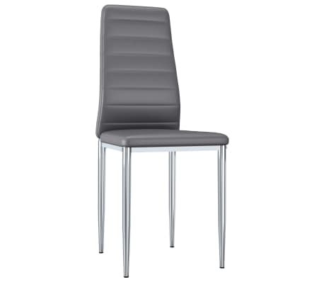 vidaXL Sillas de comedor 4 unidades cuero sintético gris