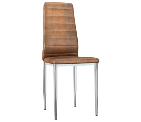 vidaXL Valgomojo kėdės, 6vnt., rudos spalvos, dirbtinė versta oda