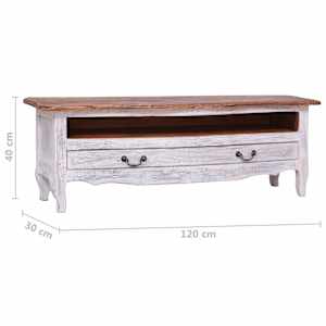 TV stolek 120 x 30 x 40 cm bílý masivní recyklované dřevo - obrázek 9