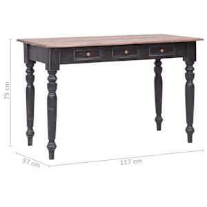 Psací stůl se 3 zásuvkami 117 x 57 x 75 cm masivní mahagon - obrázek 9