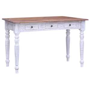 vidaXL kirjutuslaud sahtlitega, valge, 117x57x75 cm, mahagonipuidust