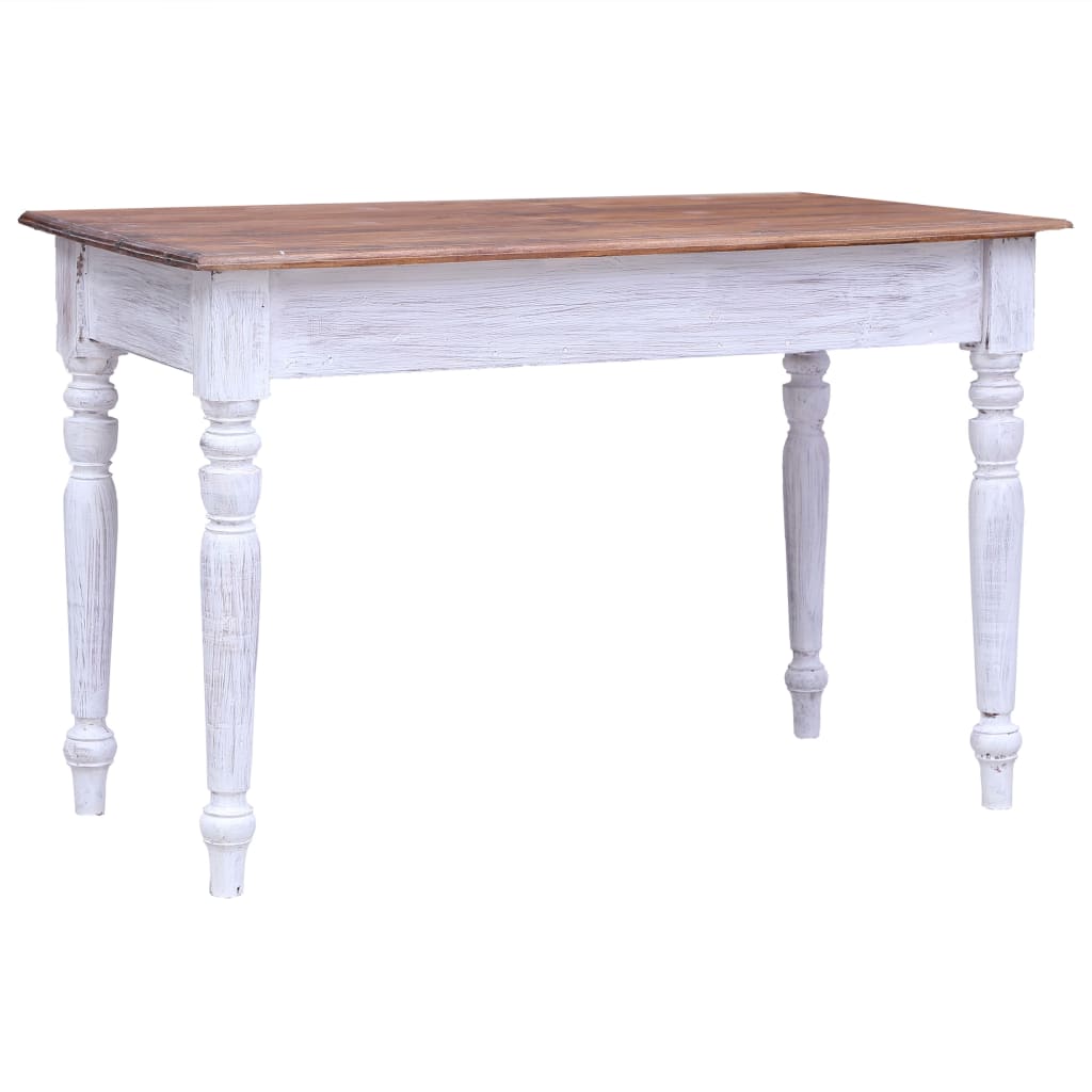 Fehér tömör újrahasznosított fa fiókos íróasztal 117x57x75 cm 