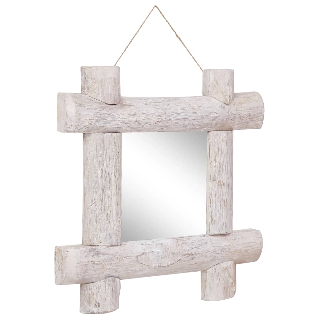 vidaXL Log Mirror White 50x50 cm Solid Reclaimed Wood