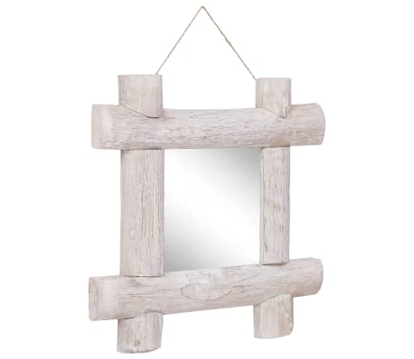 vidaXL Log Mirror White 50x50 cm Solid Reclaimed Wood