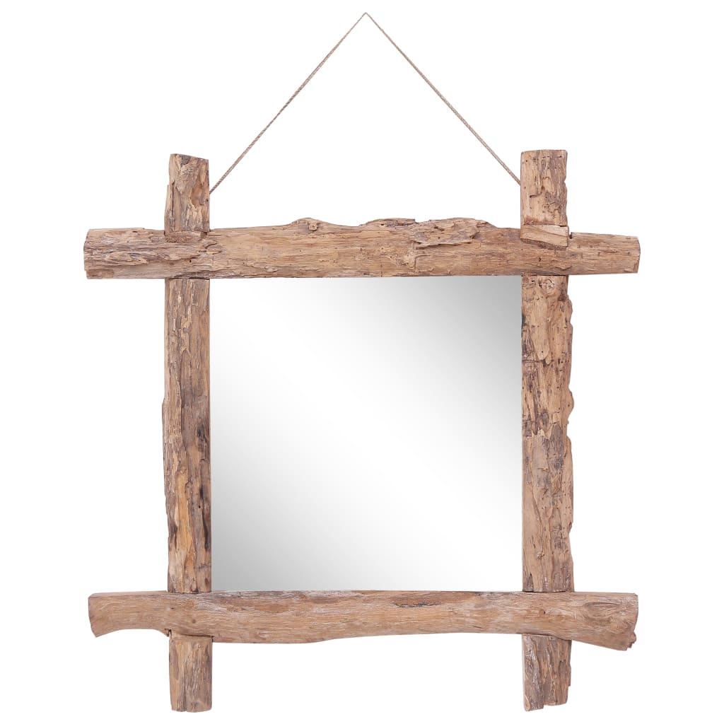 vidaXL Oglindă cu ramă bușteni, natural, 70×70 cm, lemn masiv reciclat vidaXL