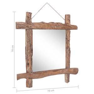 Zrcadlo z polínek přírodní 70 x 70 cm recyklované teakové dřevo - obrázek 8