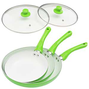 vidaXL 5 Piece Frying Pan Set Green Aluminium