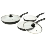 vidaXL 5-tlg. Bratpfannen-Set Schwarz Aluminium